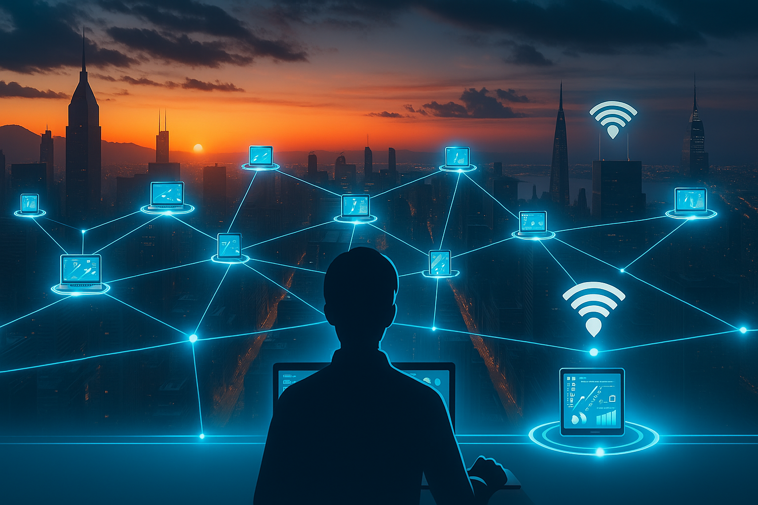 เครือข่ายเมืองในยามพระอาทิตย์ตก